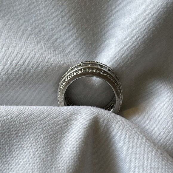 Ladies Eternity Band Size 5, Princess and Round CZs in Sterling Silver - Picture 3 of 7